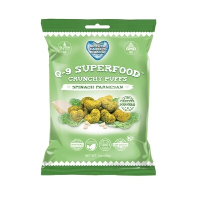 Q-9 SuperFood Crunchy Spinach Parmesan Quinoa Puffs - Qty 6-1oz bags
