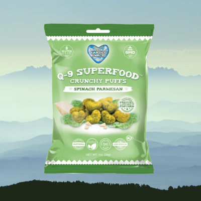 Q-9 SuperFood Crunchy Spinach Parmesan Quinoa Puffs - Qty 6-1oz bags