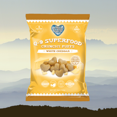 Q-9 SuperFood Crunchy White Cheddar Quinoa Puffs - Family size
 Qty 4-5oz bags