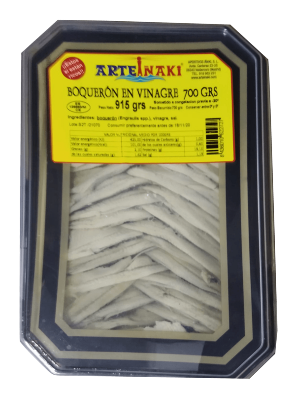Boquerones en Vinagre arteiñaki bandeja  de 500 gramos Precio sin IVA 9.35€