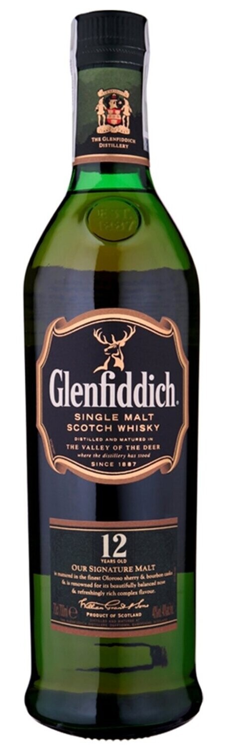 Whisky Glenfidich 12 Años 70 cl Precio sin IVA 23,20€