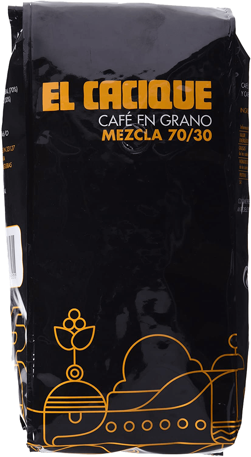 Cafe en grano el Cacique Mezcla 70/30 bolsa de 1 kg Precio sin IVA 7,95 €