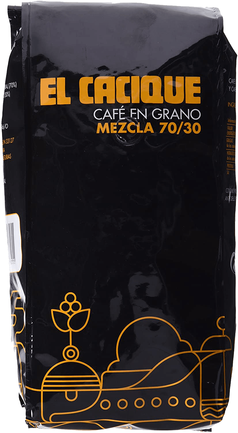 Cafe en grano  el  Cacique Mezcla 70/30  bolsa de  1 kg Precio sin IVA 9.95 €