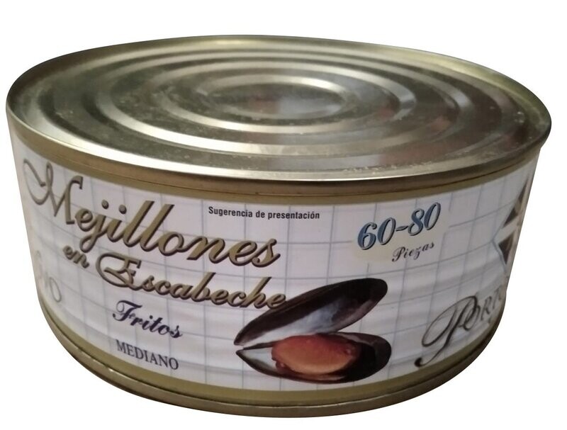 Mejillones Porto Novo lata de  80/100  piezas Precio sin IVA 9,99 €