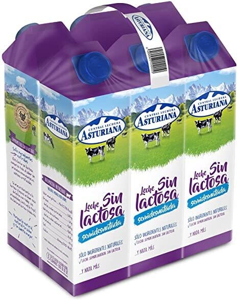 Leche sin lactosa Asturiana  caja de brick de  6 1 ltr Precio sin IVA  8.99 €