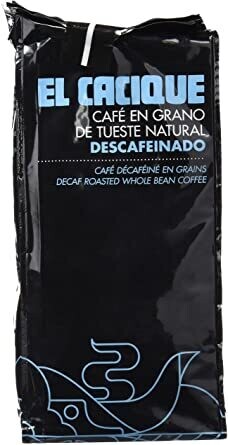 Descafeinado en grano  el  Cacique bolsa de  1 kg Precio sin IVA 10,75 €