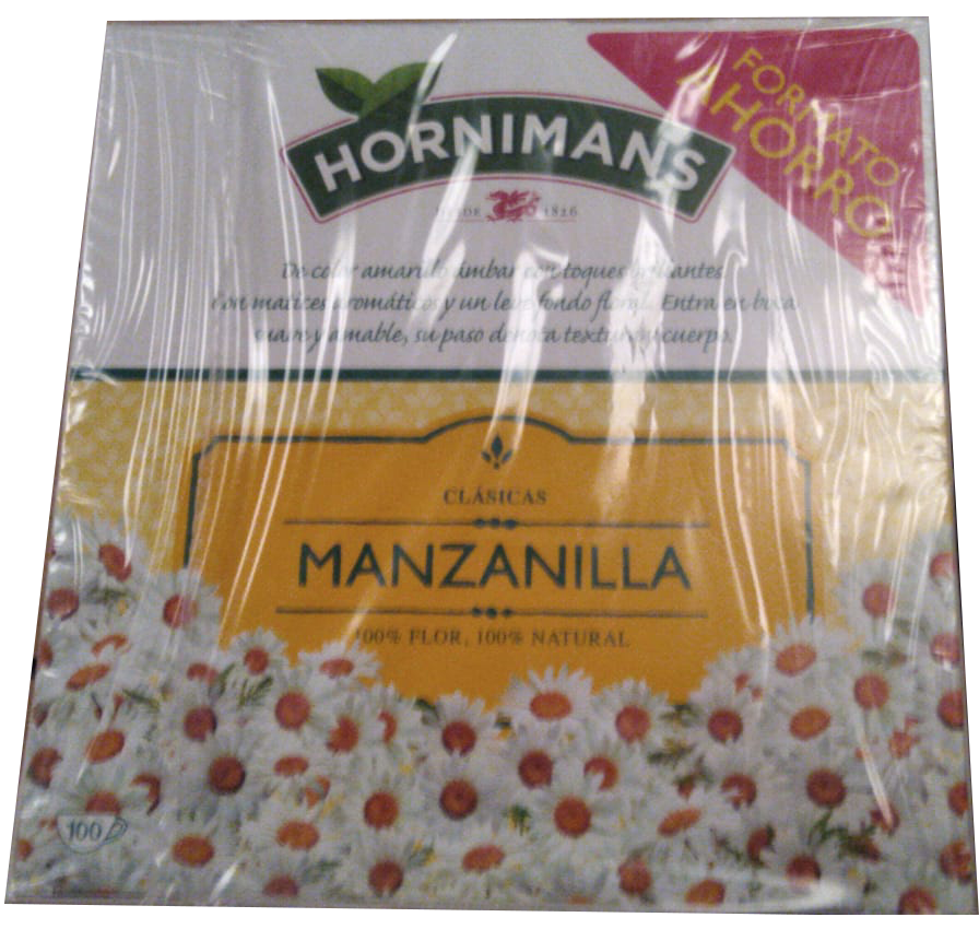 Manzanilla Hornimans caja de 100 sobres Precio sin IVA 4, 95 €