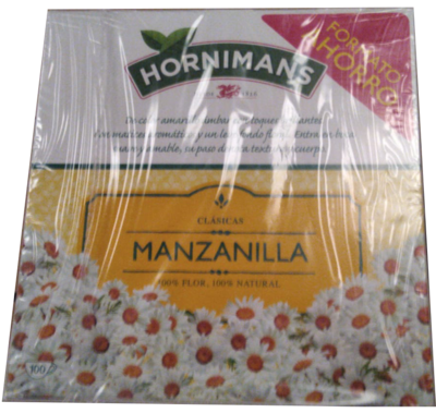 Manzanilla Hornimans caja de 100 sobres Precio sin IVA 4,85€