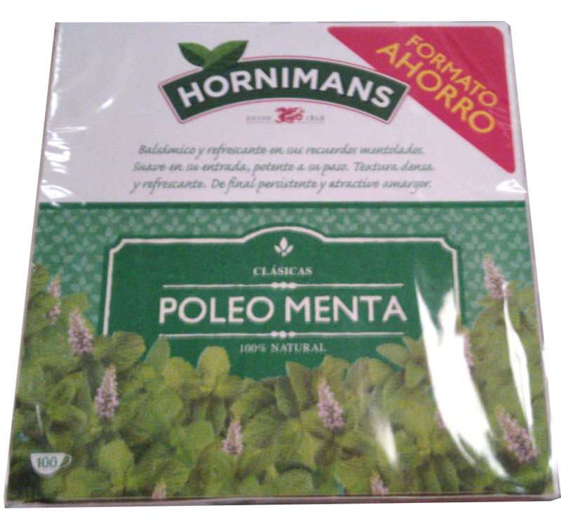 Menta Poleo Hornimans caja de   100 sobres Precio sin IVA 5.05 €