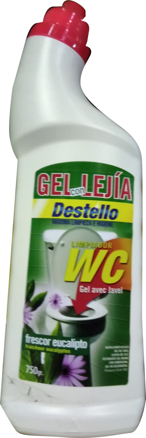 Gel con lejia para hinodoro y baños frescor eucalipto botella de 1 ltr Precio Sin IVA 1,64€
