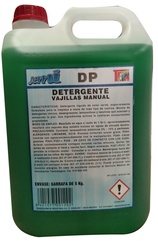 Lavavajillas Manual industrial garrafa 5 Ltr Precio Sin IVA 5,90€