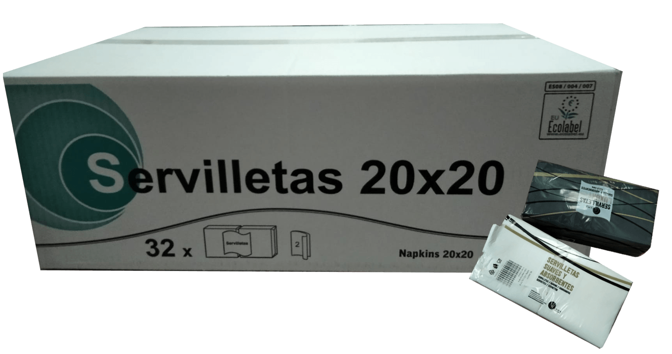 Servilleta cocktel negra 20x20 2 capas 100 unidades caja 32 paquetes Precio Sin IVA 22,50€