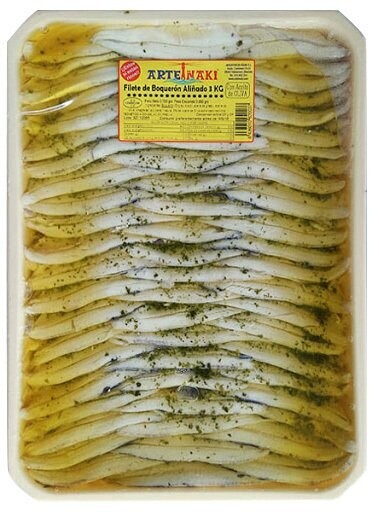 Boqueron aliñado  Bandeja grande de  1,5 gramos Precio sin IVA 23,47 €