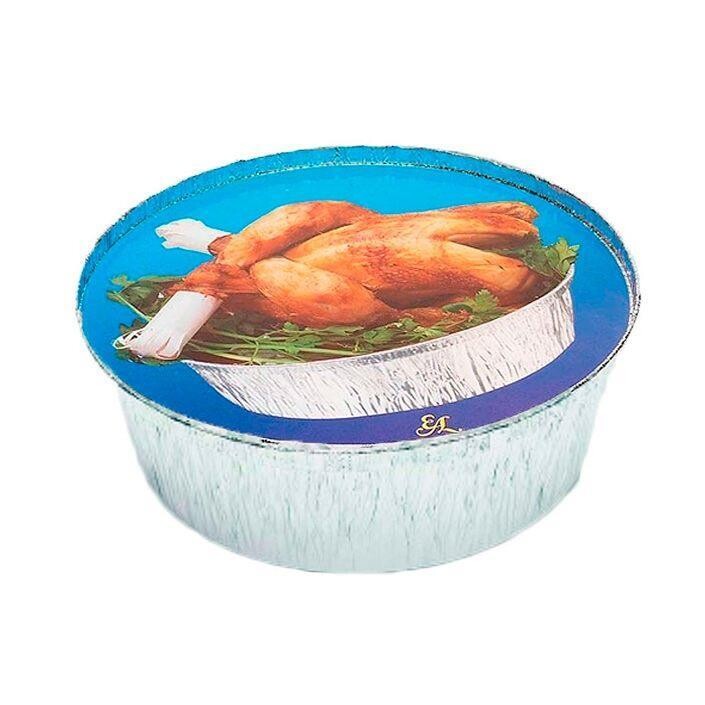 Envase aluminio  para pollo con tapa paquete de  50 envases Precio Sin IVA 10,65€