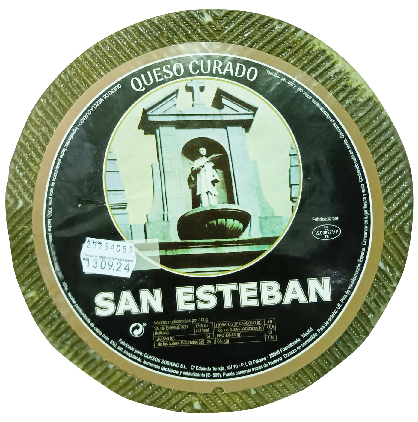 Queso Curado San Esteban Pieza 3 kg peso aproximado Precio Sin IVA 25.90 €