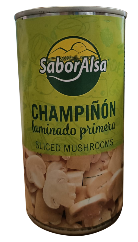 Champiñon laminado Bote Pequeño 355-170 gr  Precio sin IVA 1,22€