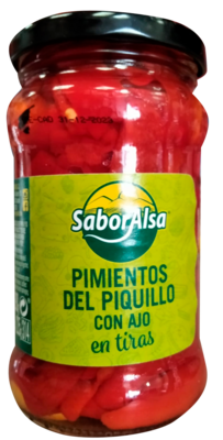 Pimientos Piquillo Enteros Tarro Cristal de 290gr Precio sin IVA 1,74 €