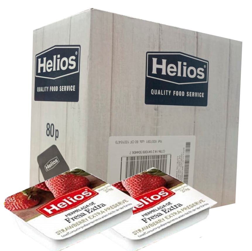 Mermelada de fresa helios caja de   80 tarrinas  Precio sin IVA 9.36 €