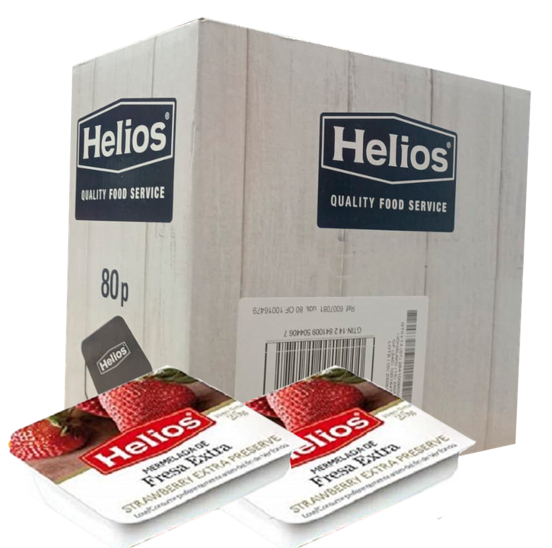 Mermelada de fresa helios caja de   80 tarrinas  Precio sin IVA 9.36 €