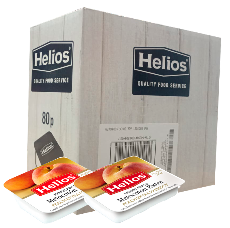 Mermelada de melocoton helios caja de 80 tarrinas Precio sin IVA 9.36 €