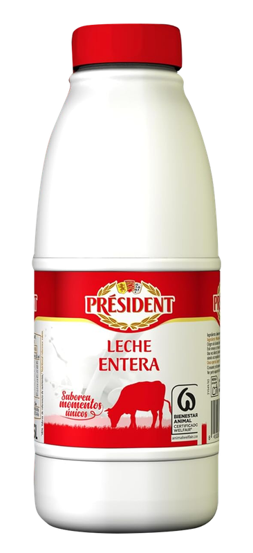 Leche President Entera caja de  6 botellas de 1,5 ltr Precio sin IVA 9.66 €