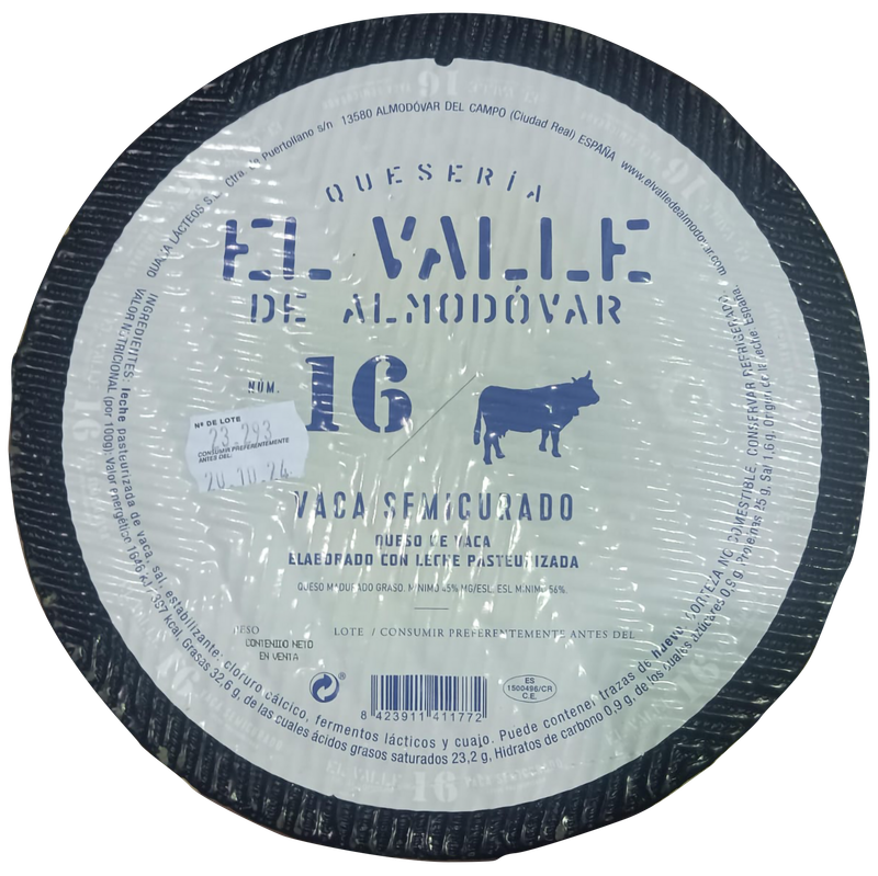 Queso Semi   Pieza 3.3  kg peso  aproximado Precio Sin IVA 24.90 €