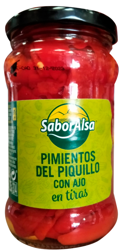 Pimientos Piquillo Enteros Tarro Cristal  de  290gr Precio sin IVA 1,85 €