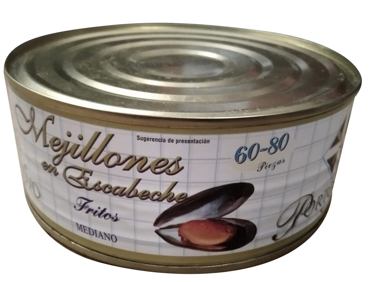 Mejillones Porto Novo lata de  80/100  piezas Precio sin IVA 12.35 €