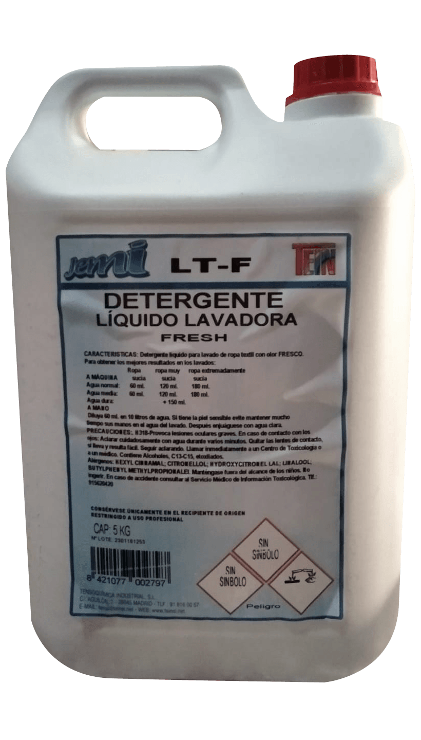 Liquido Lavadora manchas dificiles   Garrafa  de 5 Ltr Precio Sin IVA  9.50 €