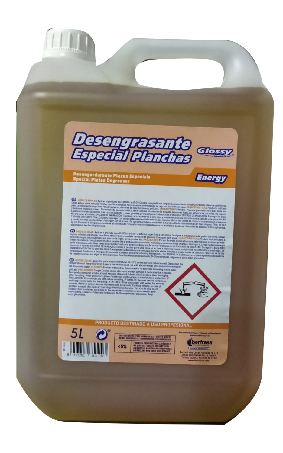 Limpia- Planchas industrial garrafa  5 Ltr Precio Sin IVA  8.25 €