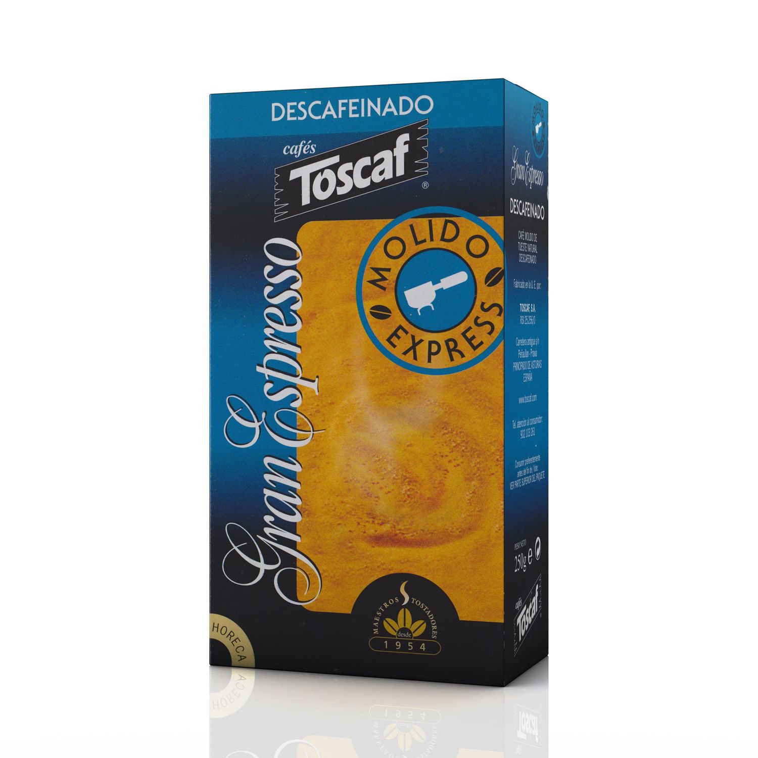 Descafeinado ESPRESSO molido  pqt 250 gramos  Precio sin iva 3.90 €