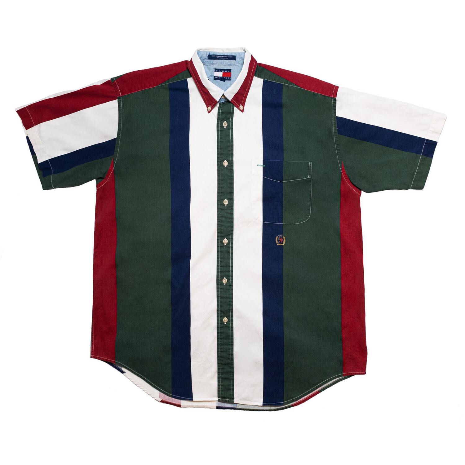 Vintage Tommy Hilfiger Colorblock Short Sleeved Button Up • Medium