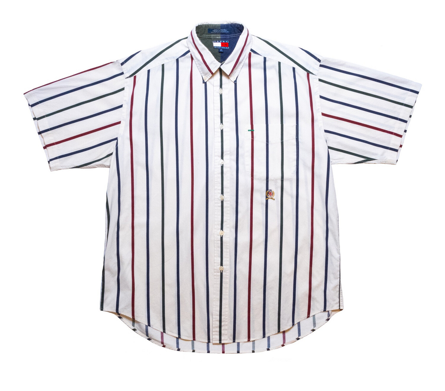 Vintage Tommy Hilfiger Striped Short Sleeve Button up • Medium
