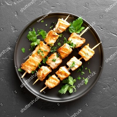 SAMPLE. Grilled salmon kebab