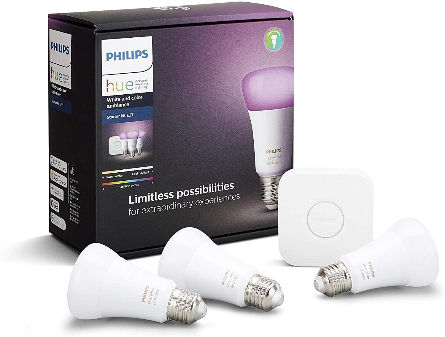 Philips Hue Smart Bulb Triple Pack with Hue Bridge