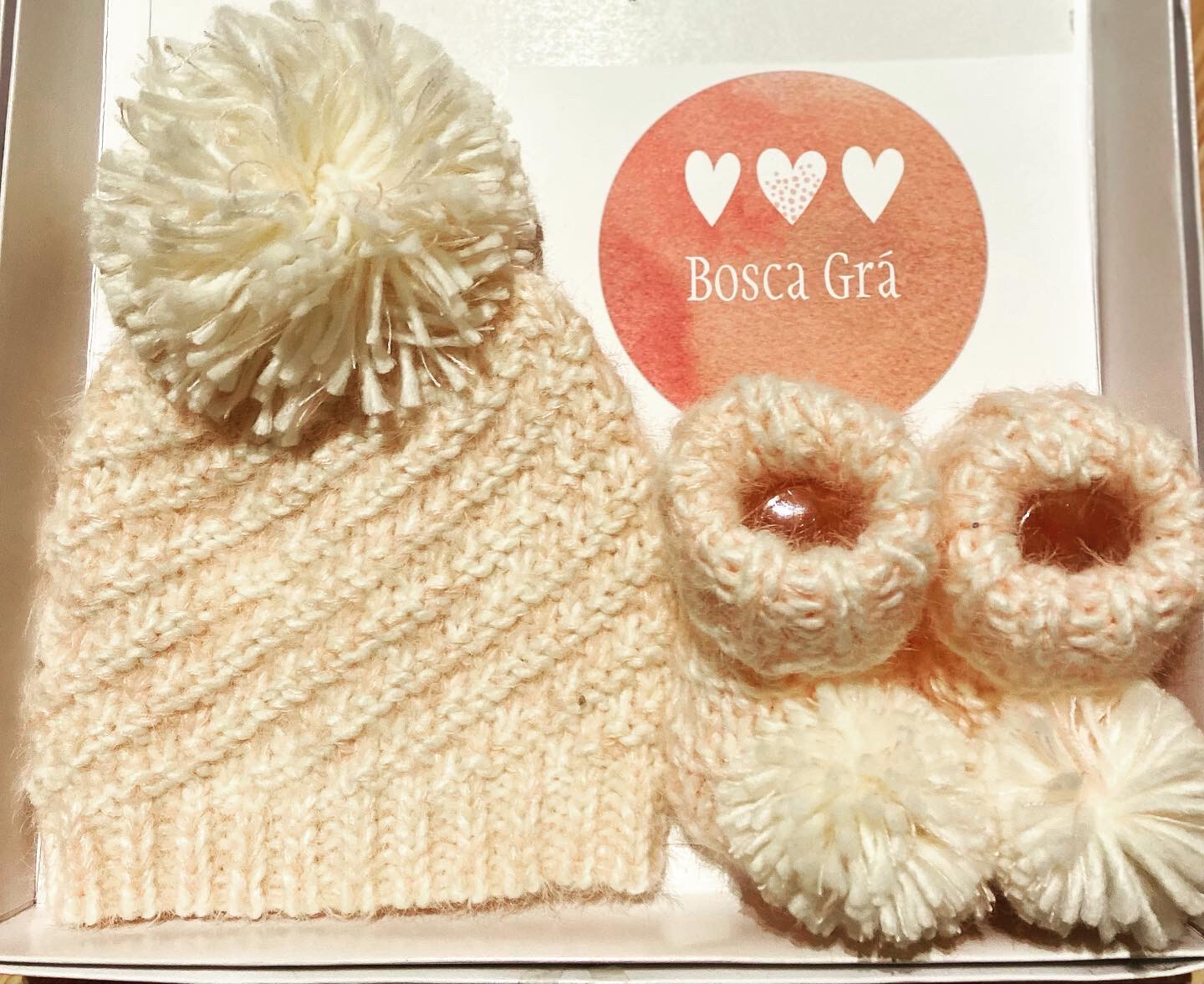 Winter Pom Pom Hat &amp; Bootie Set