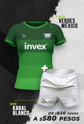 Paquete Playera Verdes México y Short Kabal Blanco