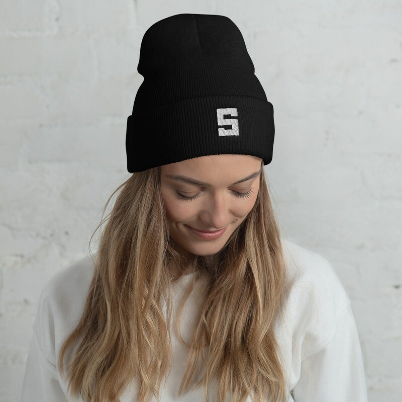 White Logo Cuffed Beanie