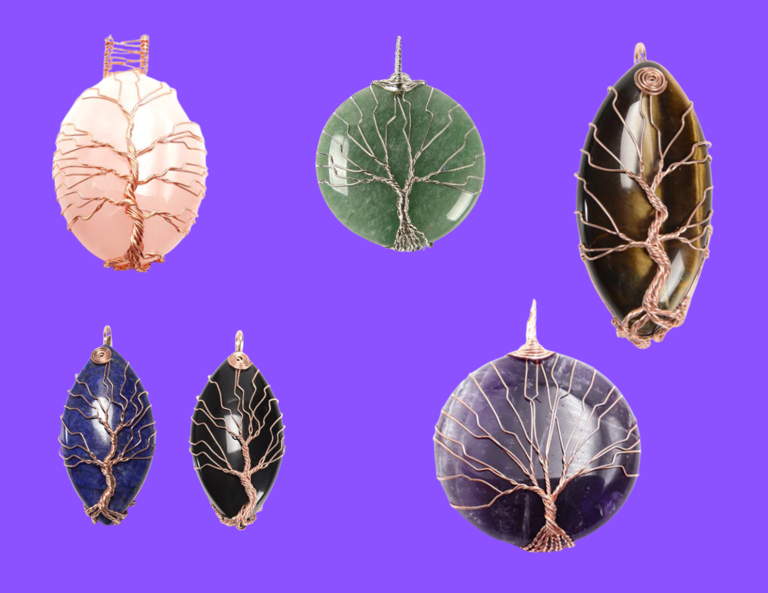 Life TREE  Wrapped Stone Necklace