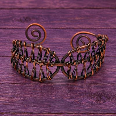 Artisan Copper Spiral Cuff Bracelet