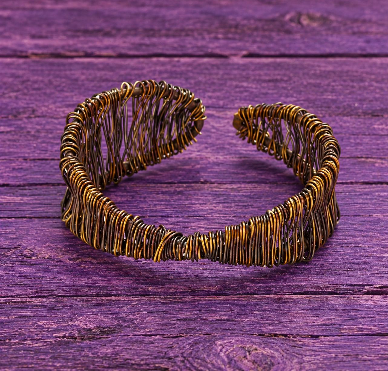 Artisan Antique Bronze Woven Cuff Bracelet