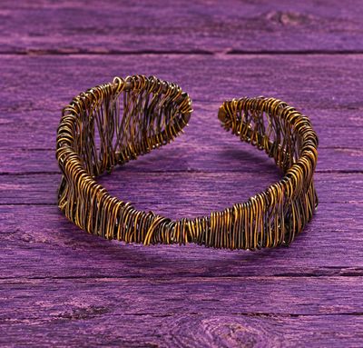 Artisan Antique Bronze Woven Cuff Bracelet