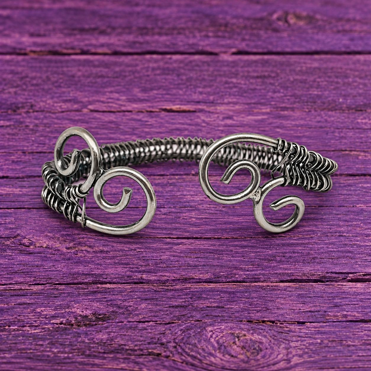 Artisan Silver-Tone Spiral Cuff Bracelet