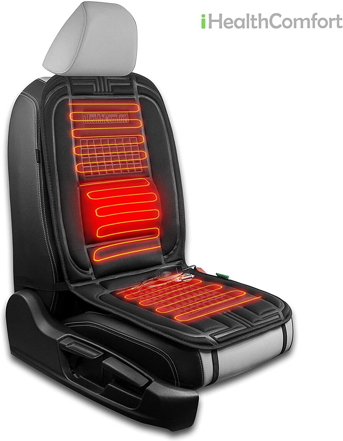 Heated Car Seat Cover with Comfort Lumbar Support, 3 Temp Options and Auto Off Timer