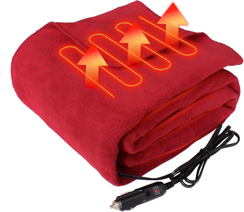 12V Heated Blanket,Soft Flannel Electric Car Blanket for Road Travel,Portable Heated Blanket for Cold Winter