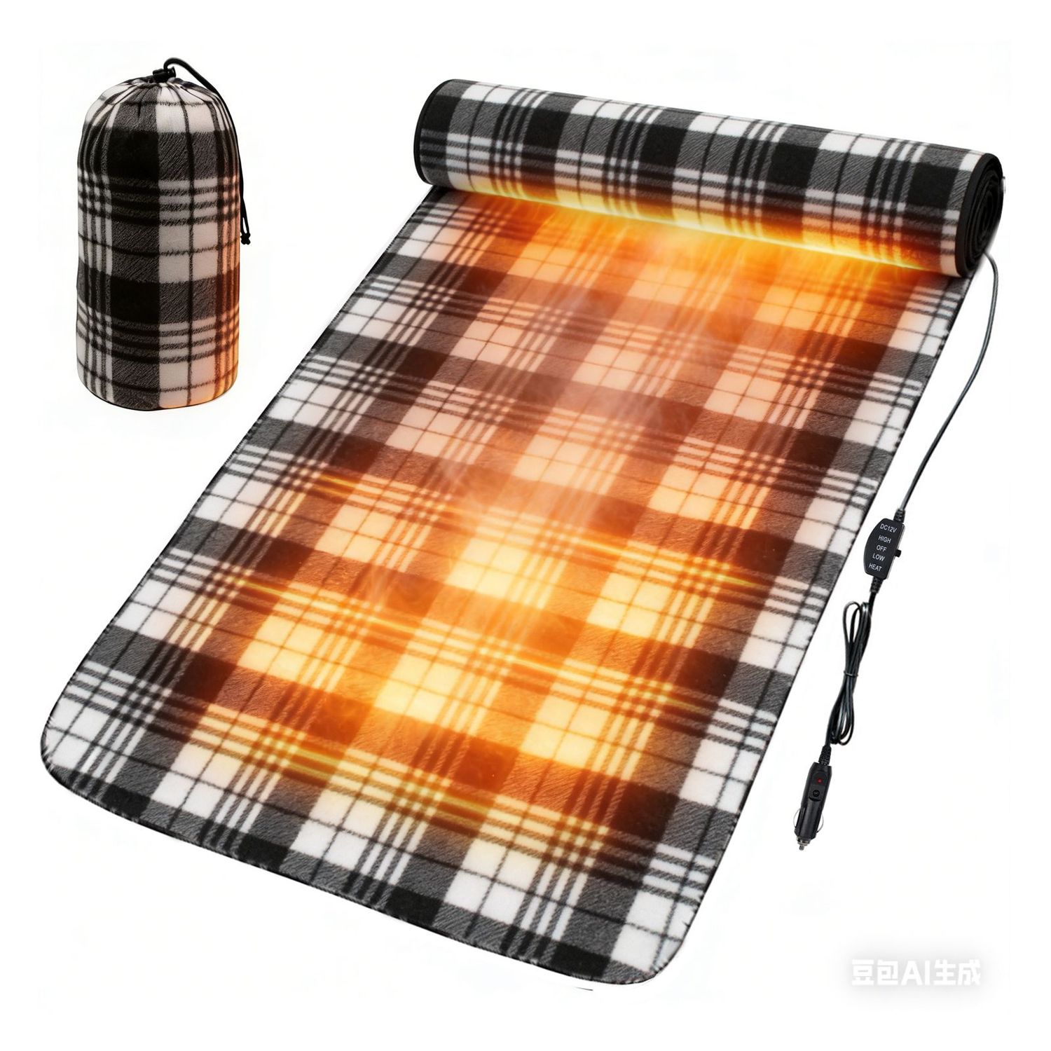 IHEALTHCOMFORT 12V Car Heated Blanket, with a Timer Electric Blanket for Car Truck RV, Portable Heated Travel Blanket with Settings, Includes Storage Bag (57"x40")