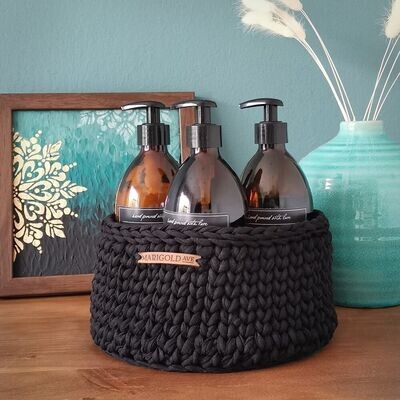 Crochet Baskets - Black Plated Trim - Small
