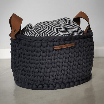Crochet Baskets - Grey - Medium