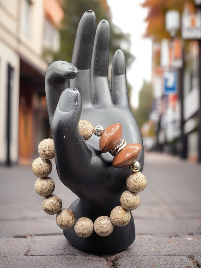Tan Jasper with Brown focal