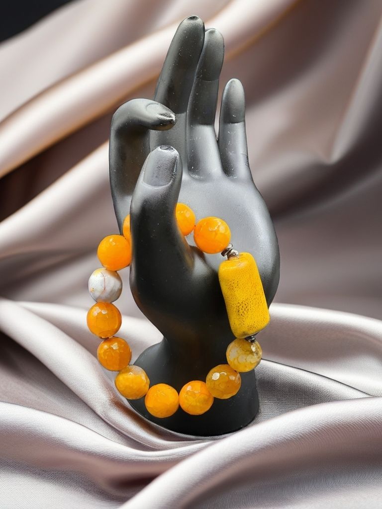 Yellow shaded Jasper with Yellow ceramic focal
